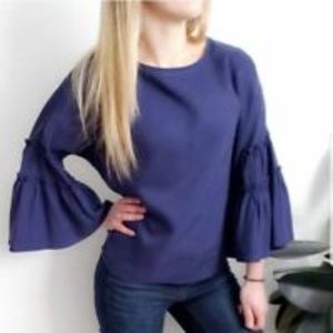 [Allison Joy] Flare Sleeve Blouse Navy